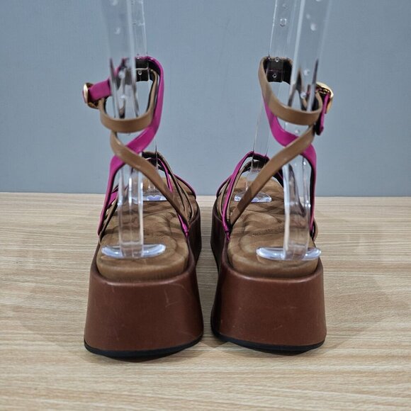 Rag & Bone Logan Platform Sandal Womens EU 38 Fuschia Pink Leather Strappy NEW - Picture 8 of 12